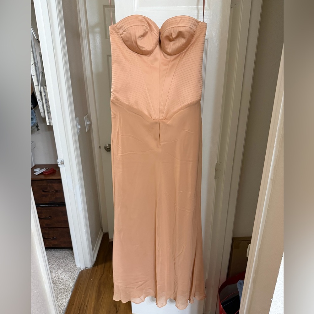 ASOS Strapless Peach-Coral Maxi Dress